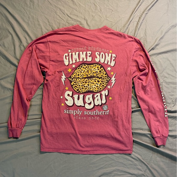 Simply Southern Spread Kindness Gimme Some Sugar Leopard Lips Long Sleeve Large - Picture 4 of 6
